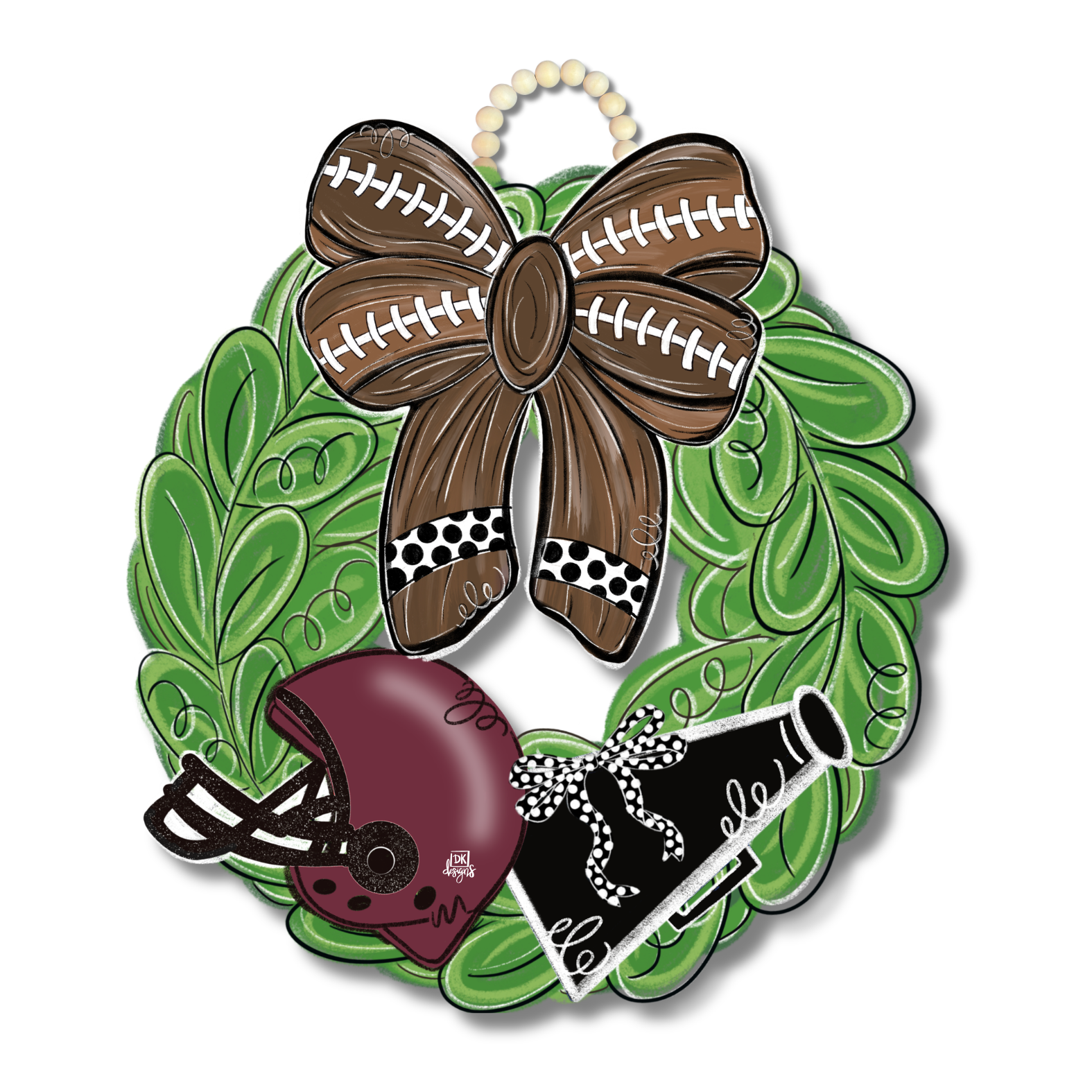 Maroon and Black FB Wreath Door Hanger