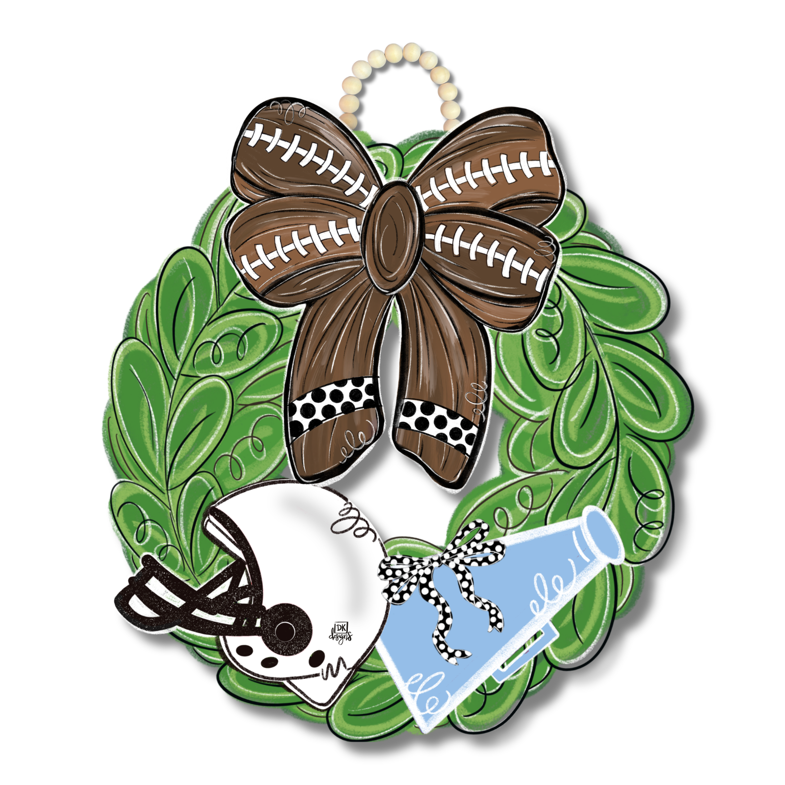 Powder Blue and White FB Wreath Door Hanger
