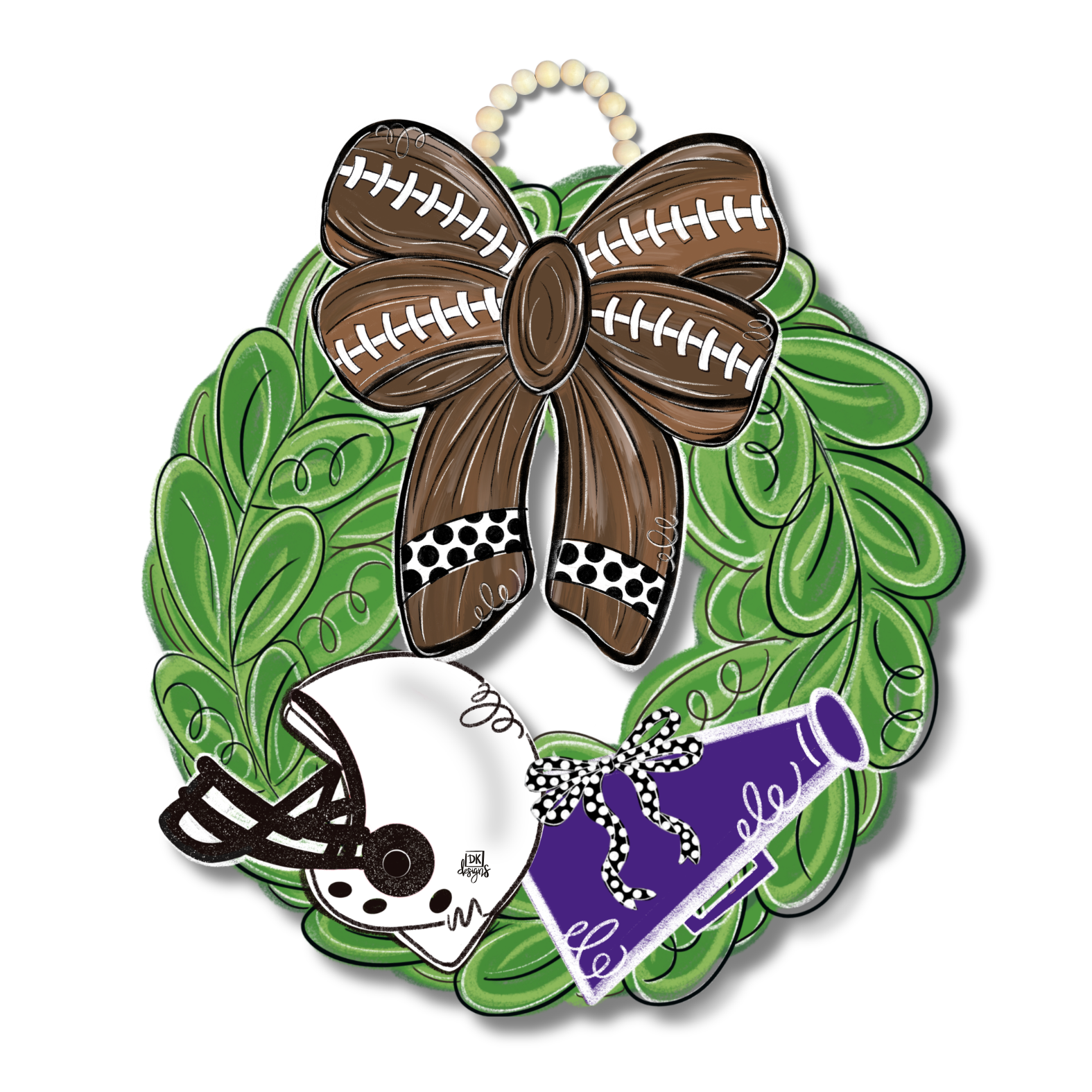 Purple and White FB Wreath Door Hanger