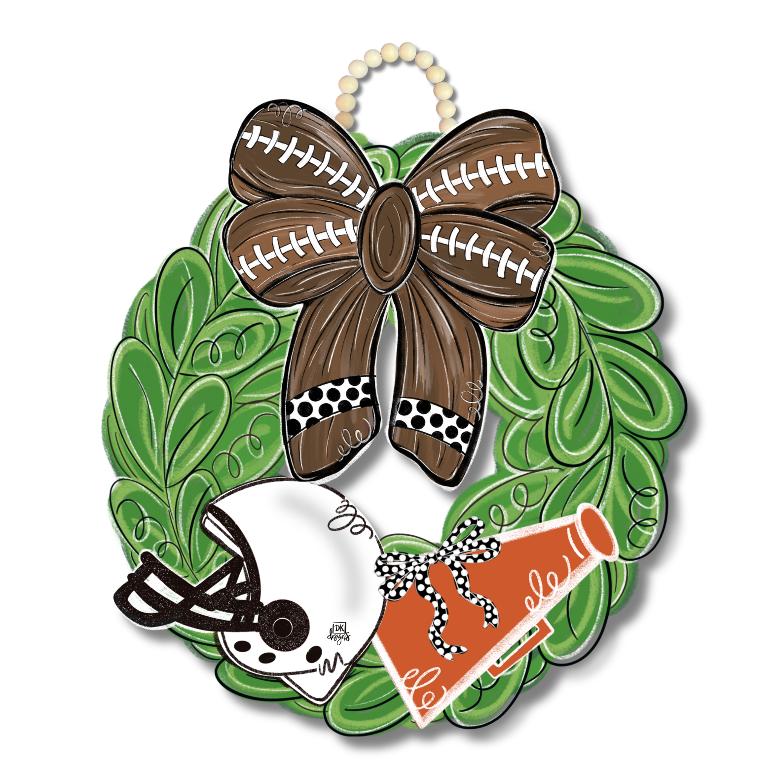 Burnt Orange and White FB Wreath Door Hanger