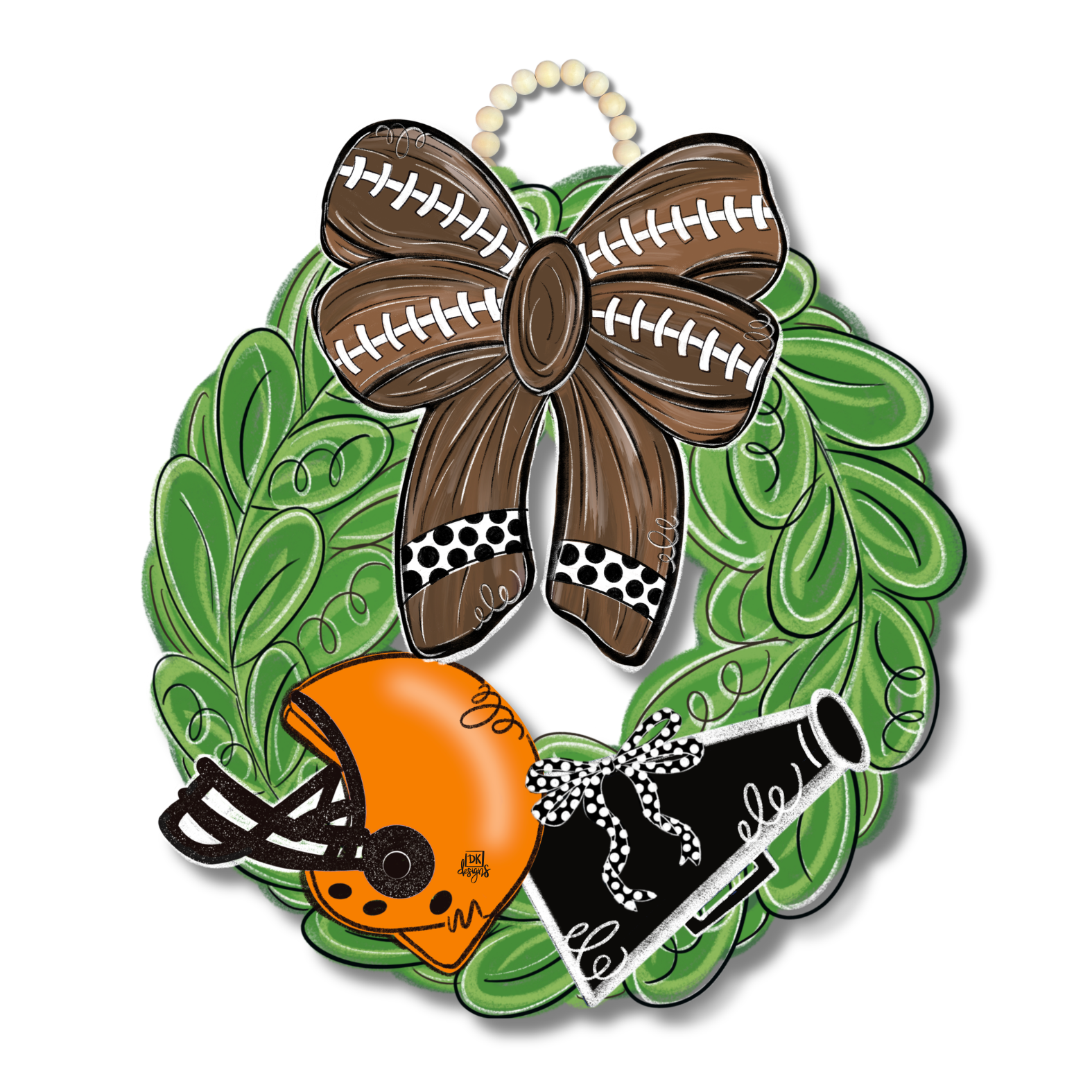 Orange and Black FB Wreath Door Hanger
