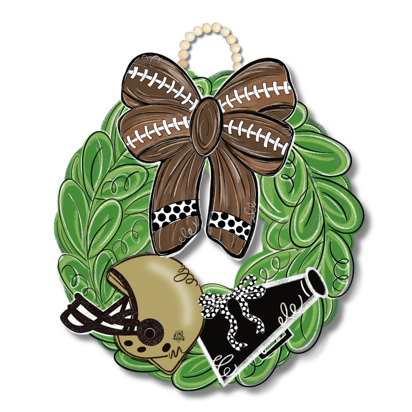 Black and Gold FB Wreath Door Hanger