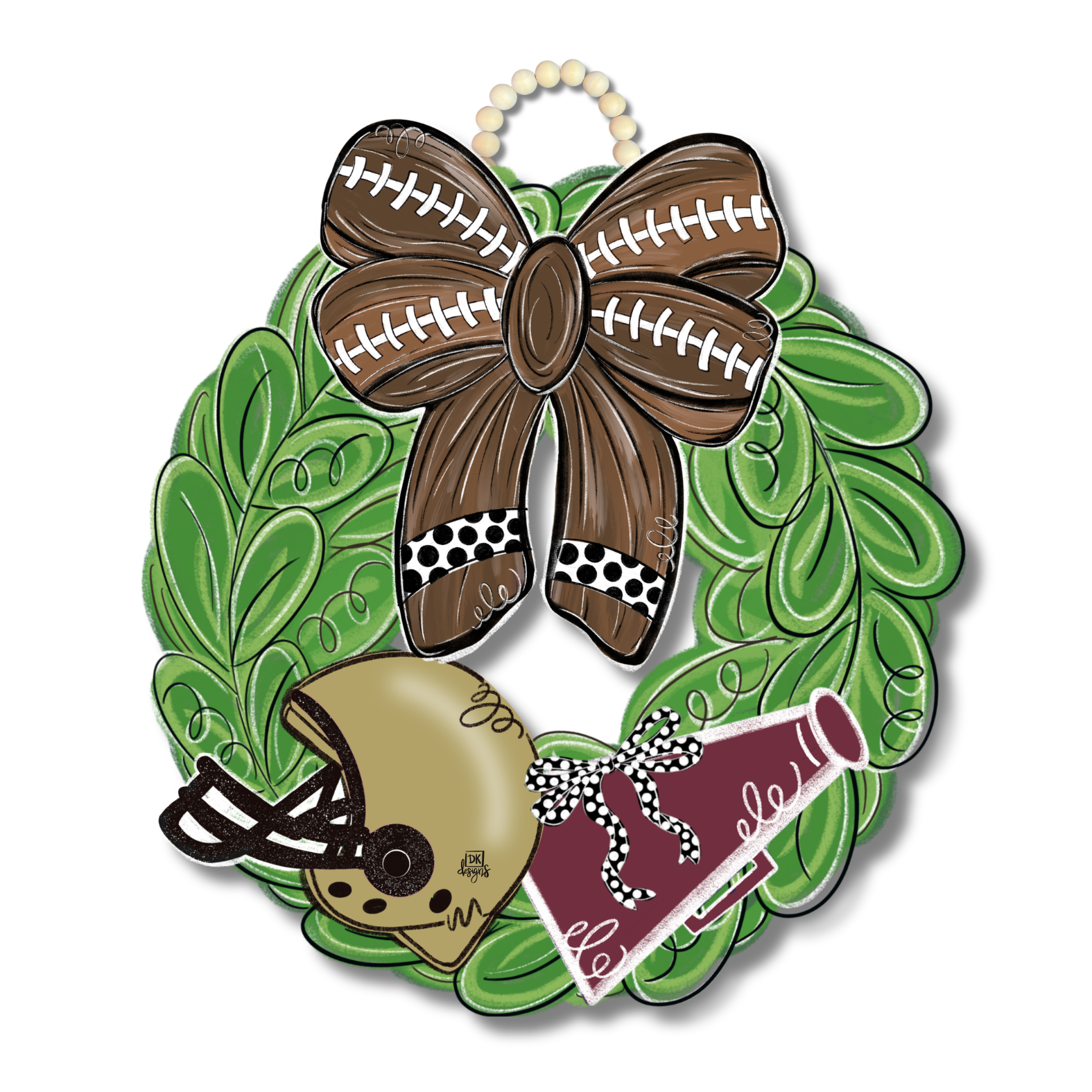 Maroon and Gold FB Wreath Door Hanger