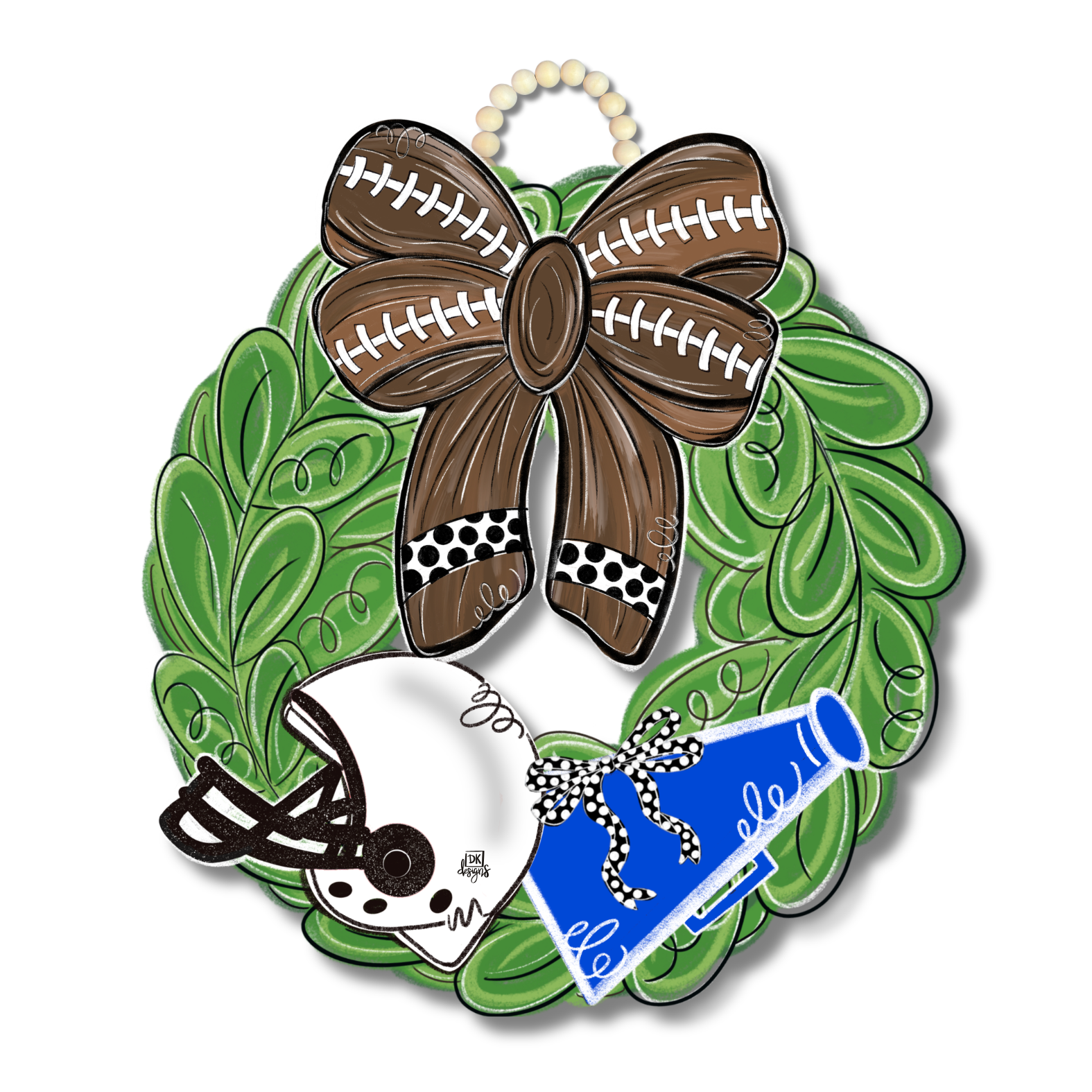 Blue and White FB Wreath Door Hanger