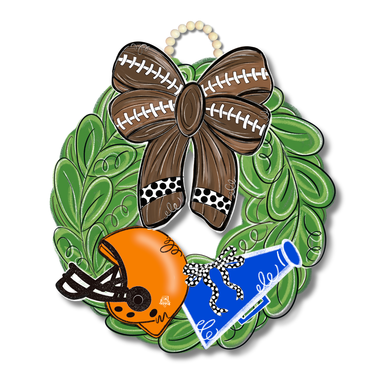 Orange and Blue FB Wreath Door Hanger