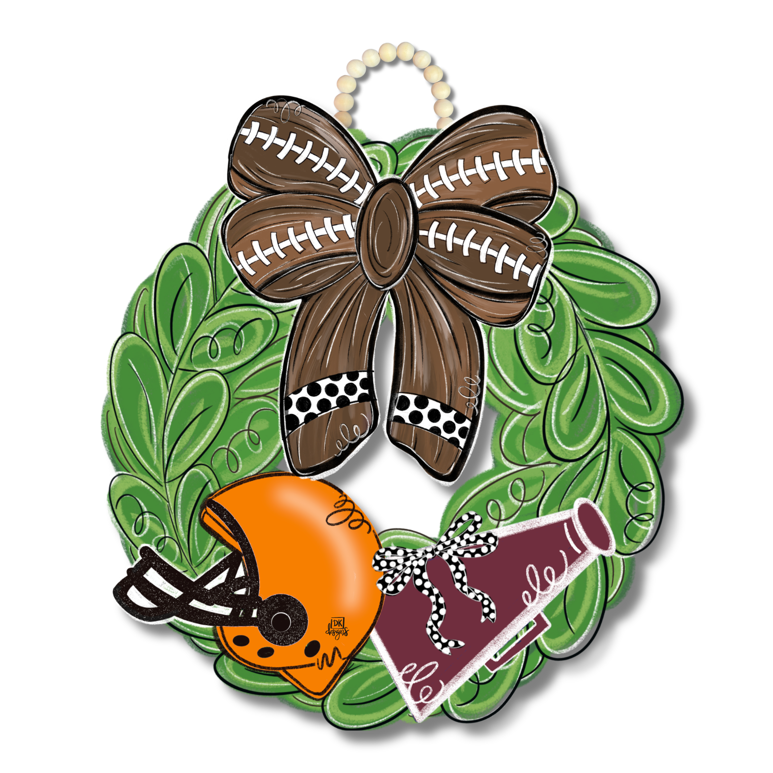 Orange and Maroon FB Wreath Door Hanger