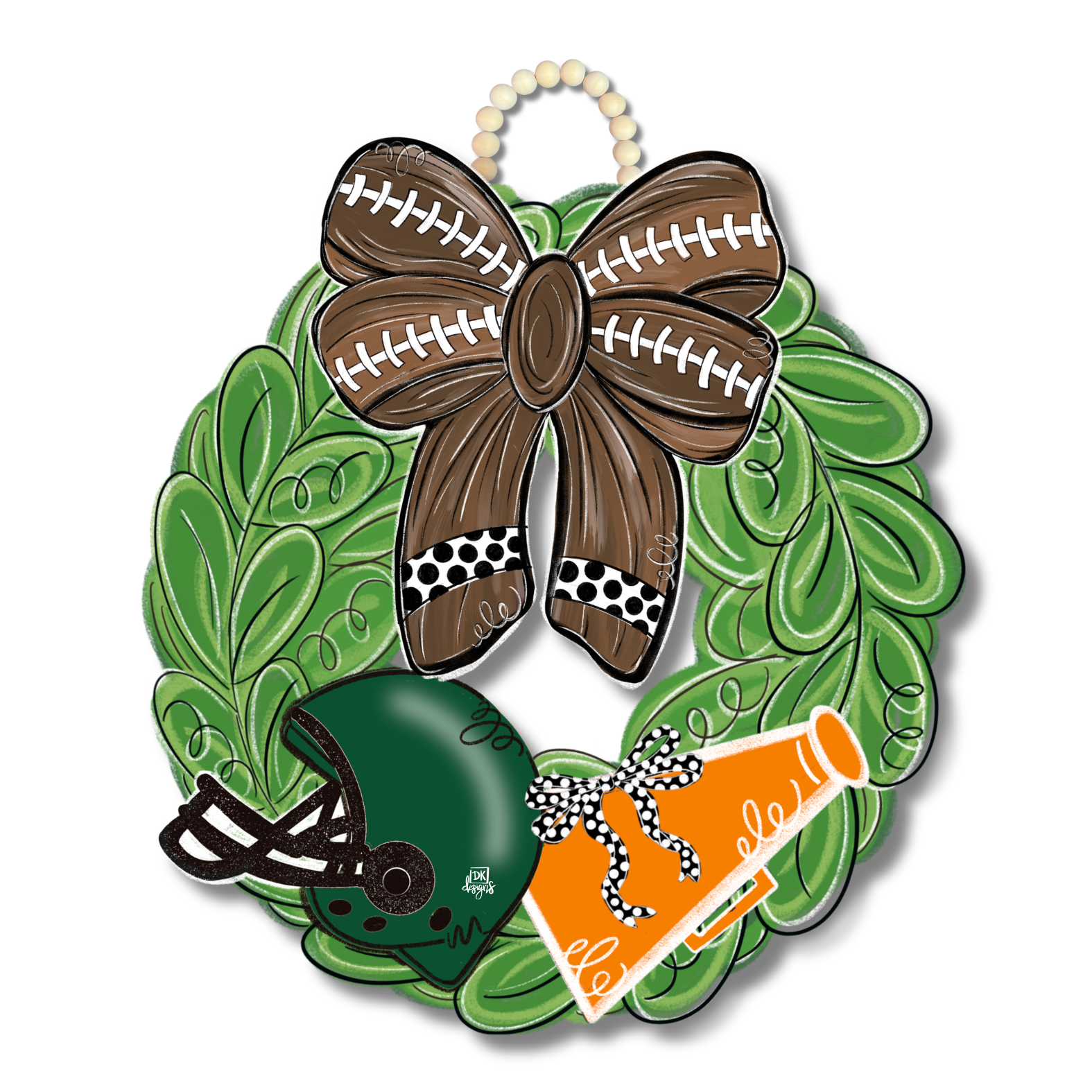 Orange and Green FB Wreath Door Hanger
