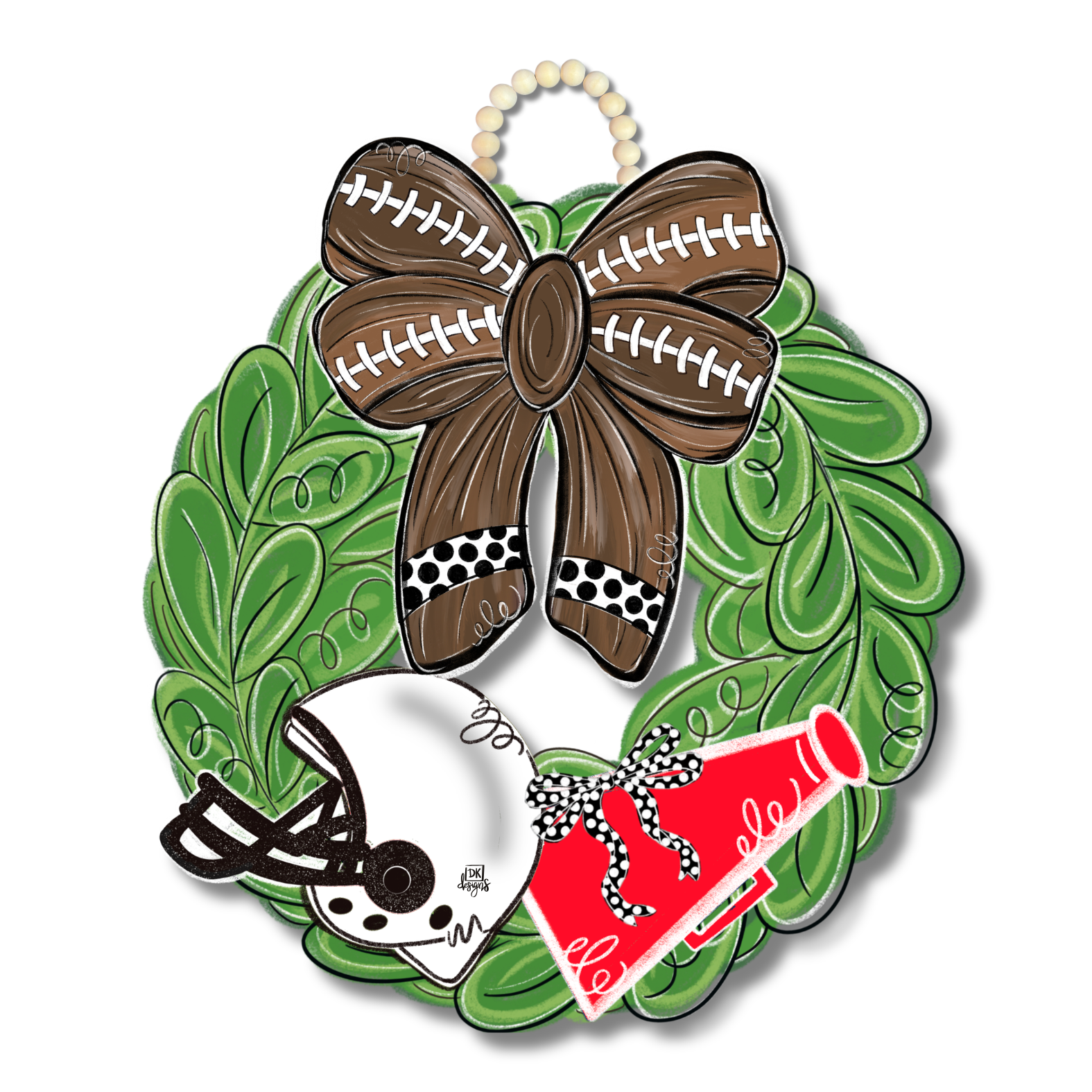 Red and White FB Wreath Door Hanger