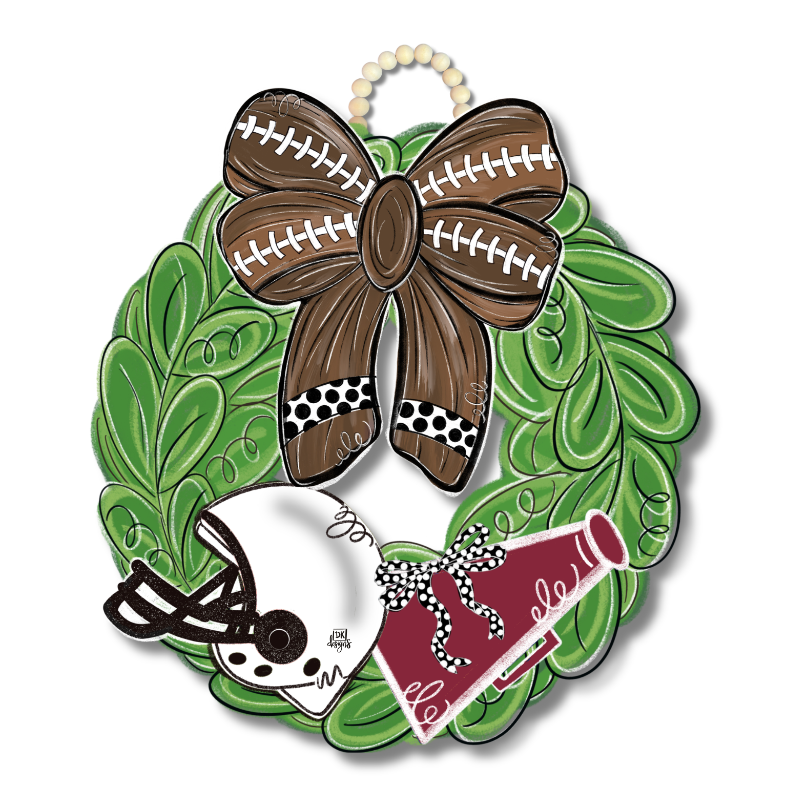 Maroon and White FB Wreath Door Hanger
