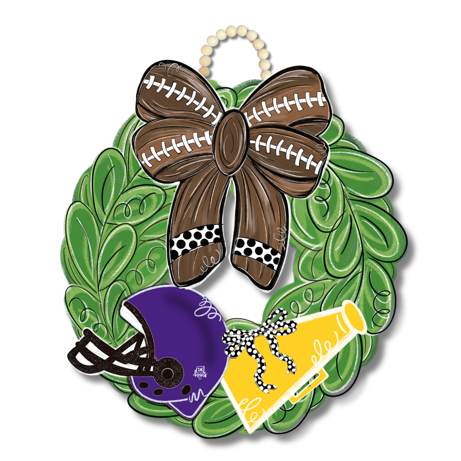 Yellow Gold and Purple FB Wreath Door Hanger