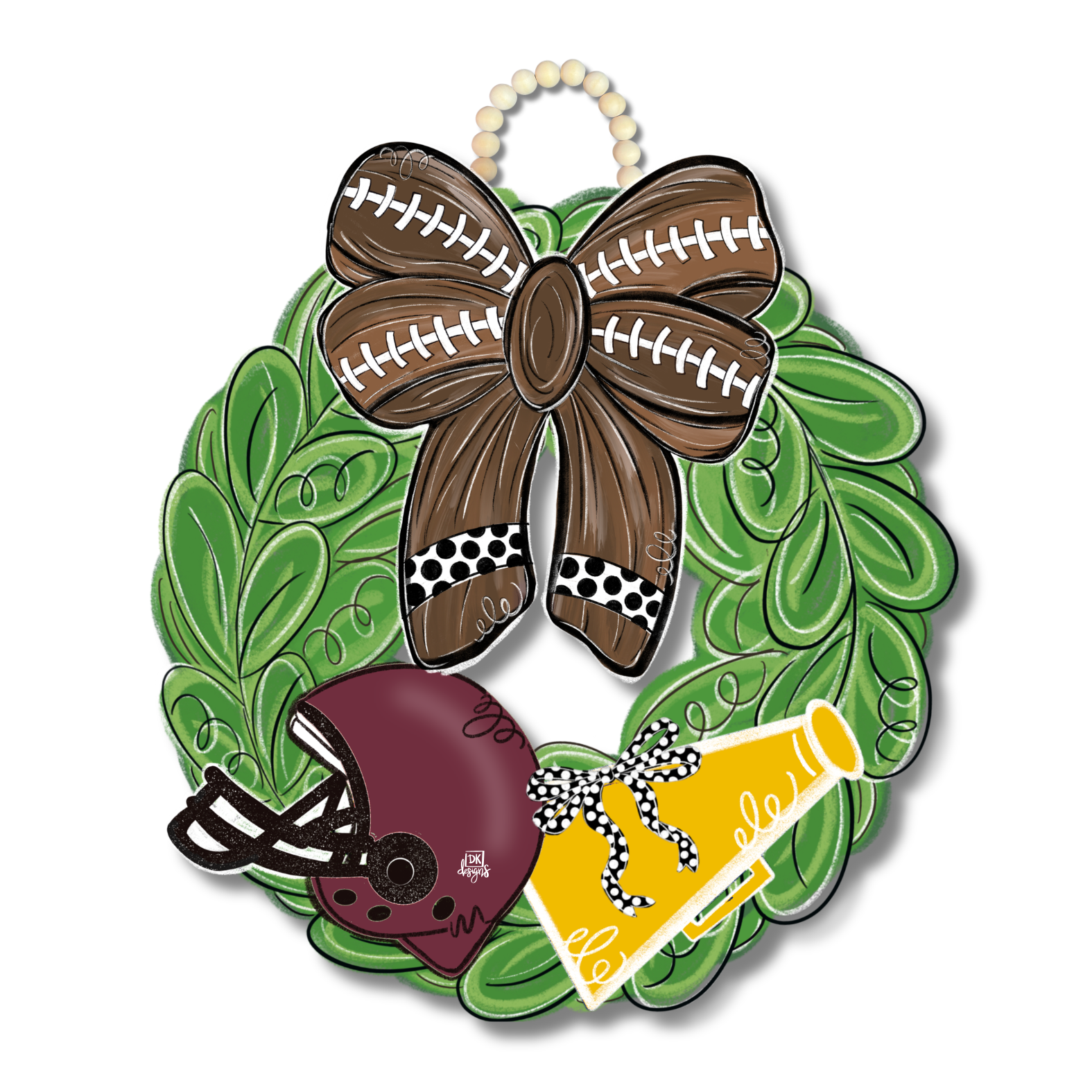 Yellow Gold and Maroon FB Wreath Door Hanger