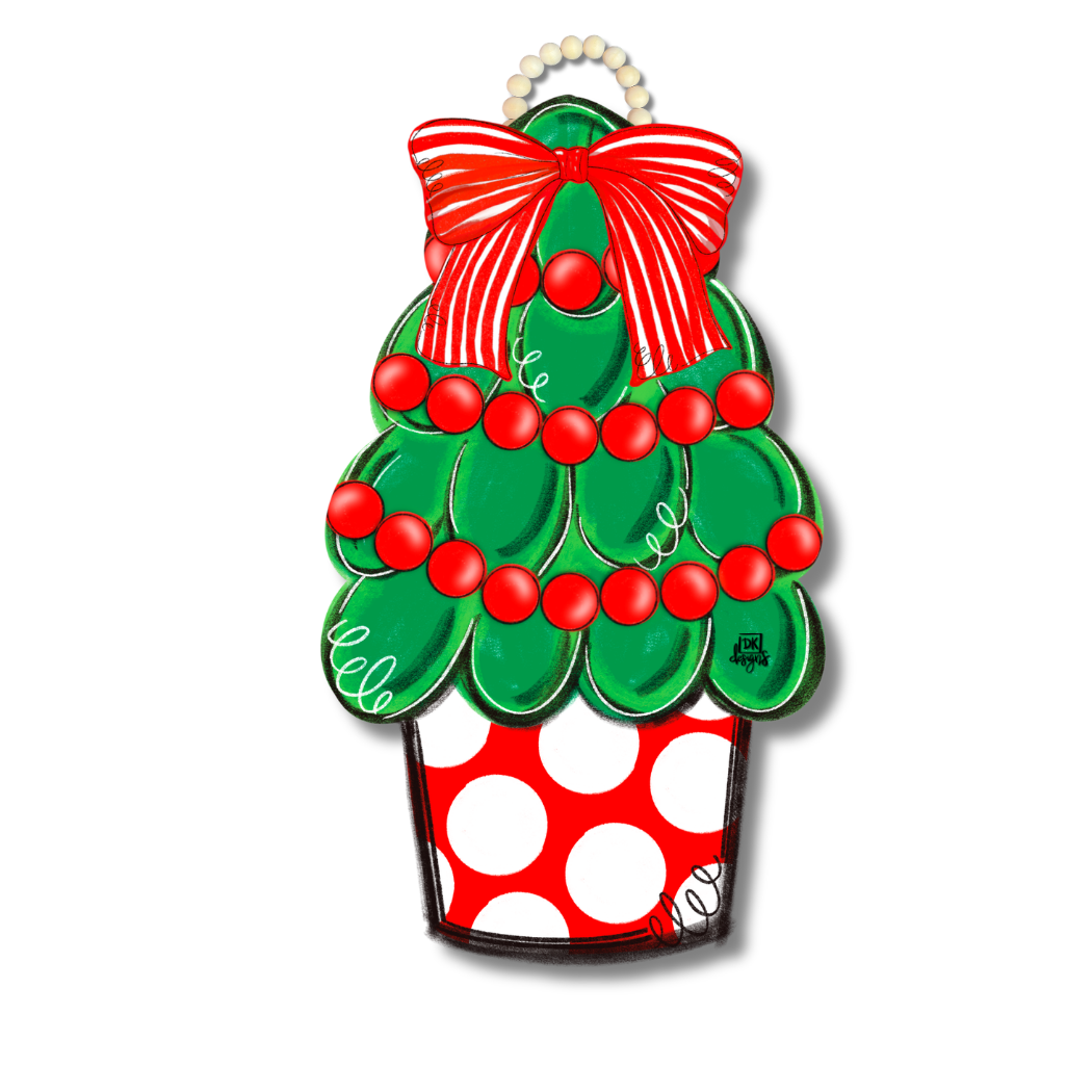 Red Dot Christmas Tree Door Hanger