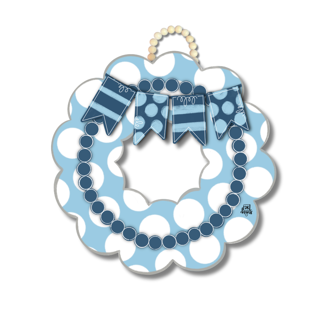 Baby Blue Scallop Wreath Door Hanger