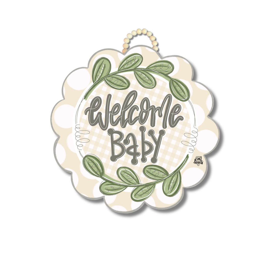 Yellow Scallop Welcome Baby Door Hanger