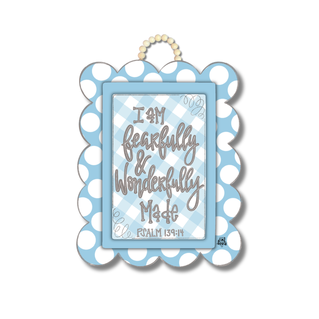 Blue Fearfully & Wonderfully Made Door Hanger