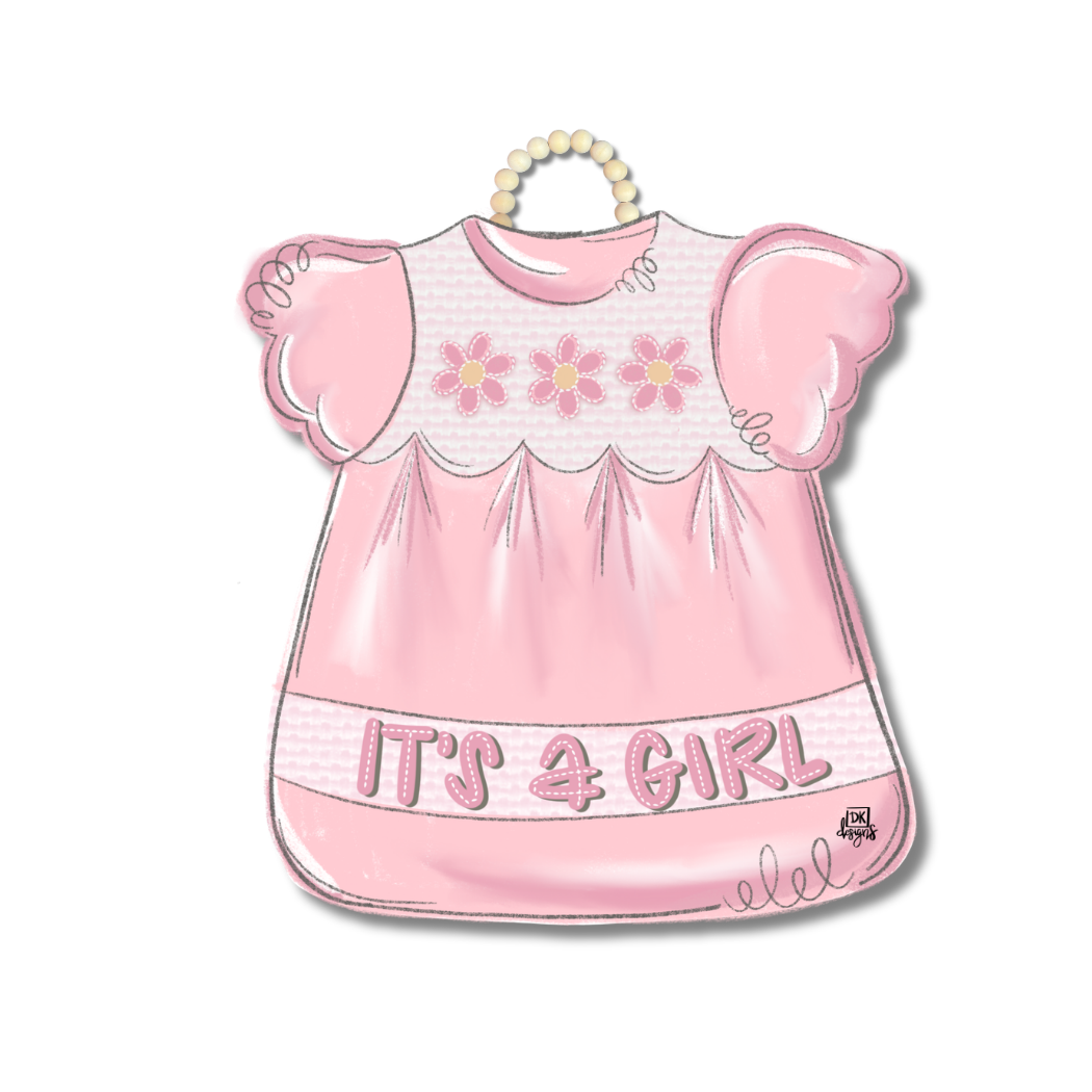 Pink Dress It's a Girl Door Hanger