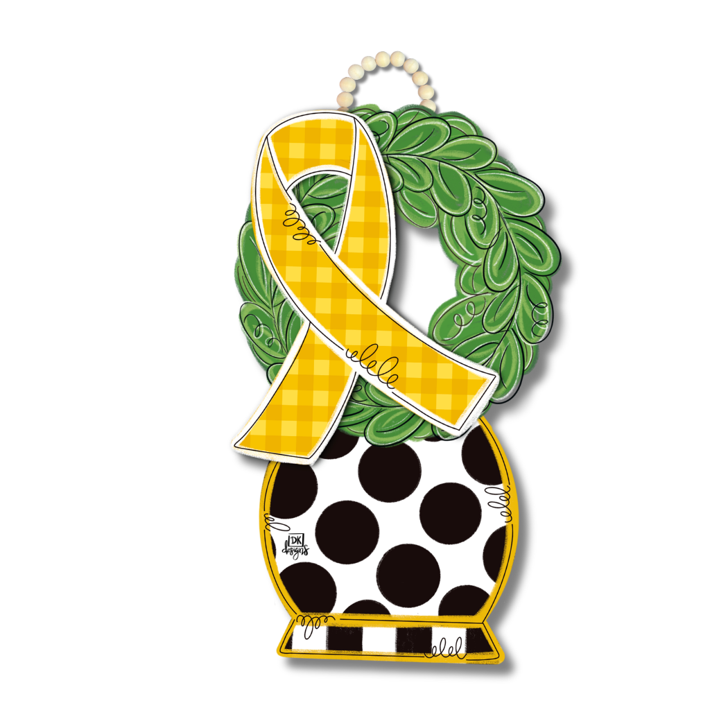 Gold Awareness Topiary Door Hanger