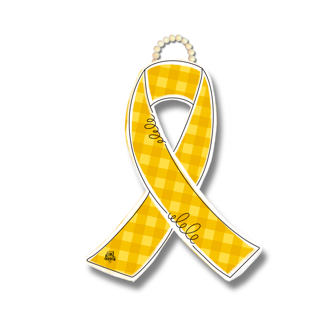 Gold Awareness Ribbon Door Hanger