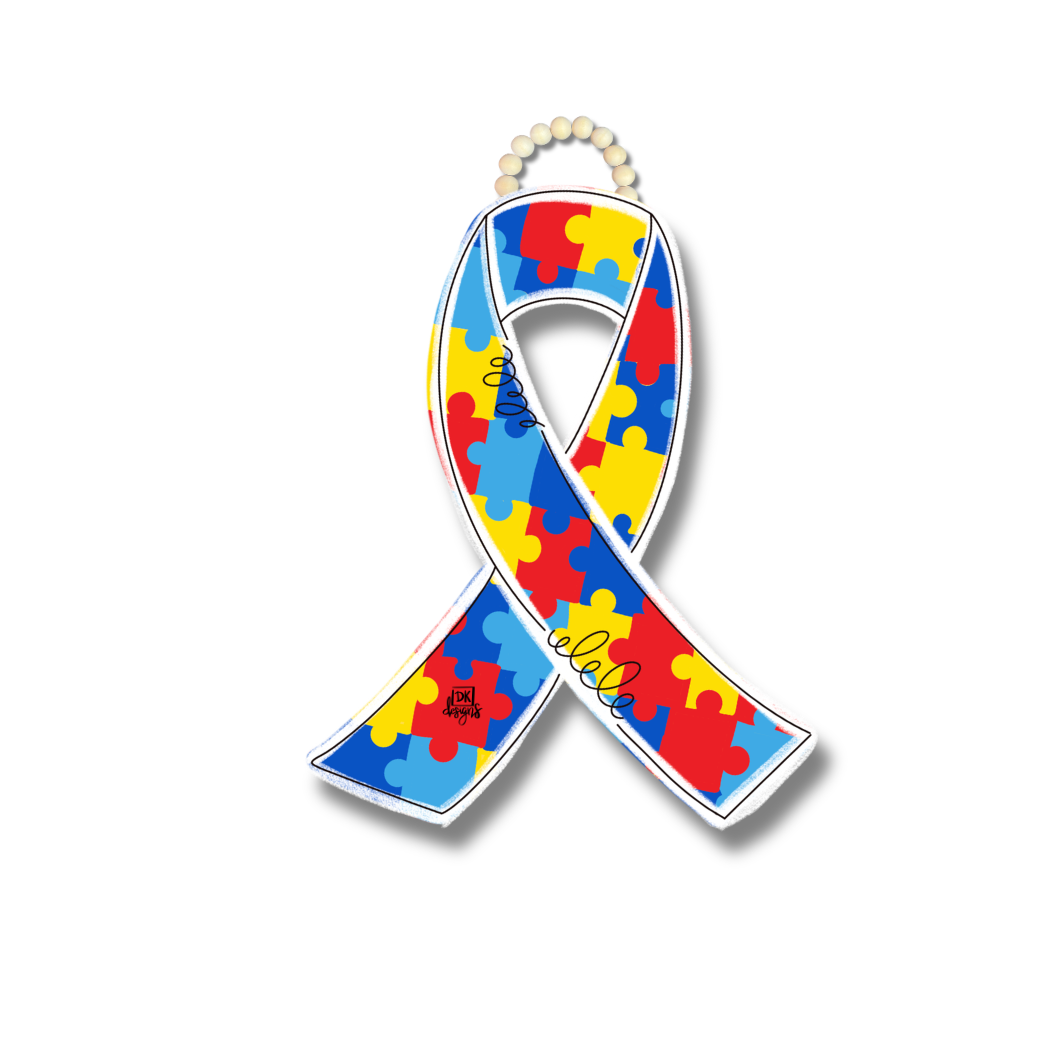 Puzzle Awareness Ribbon Door Hanger