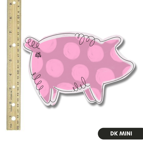 Pig Mini: DK Mini with a pink pig with pink polka dots