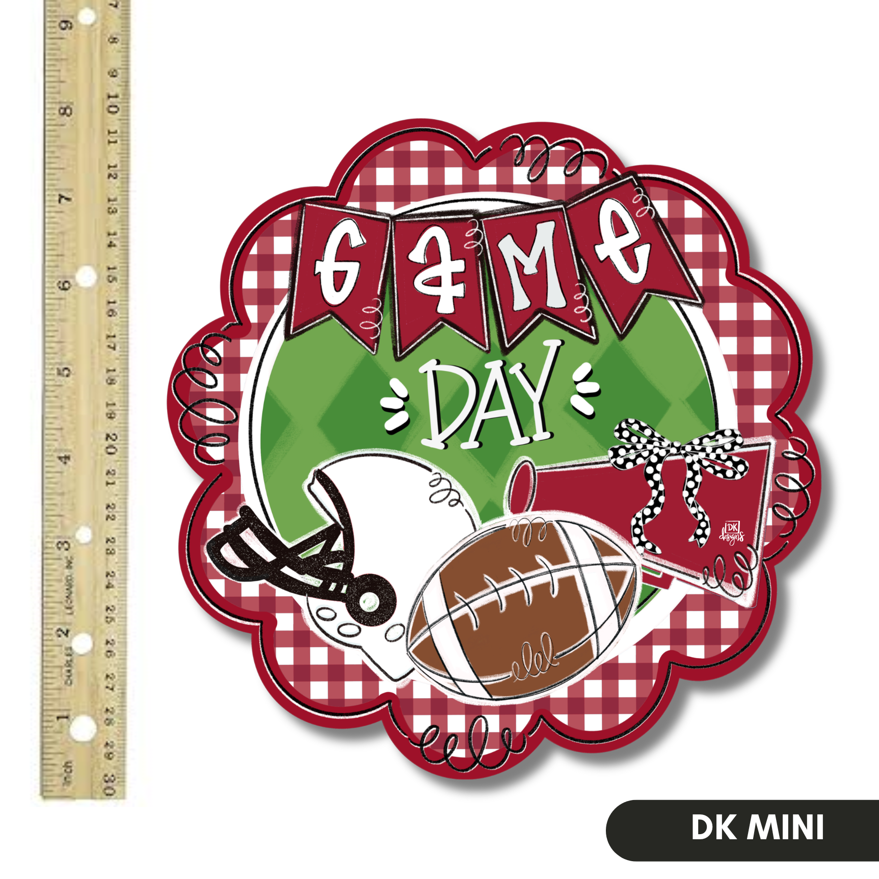 Crimson and White Game Day Scallop Mini