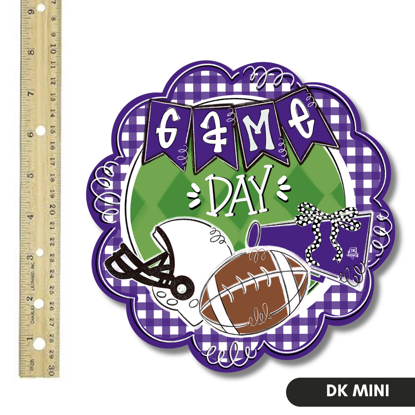 Purple and White Game Day Scallop Mini