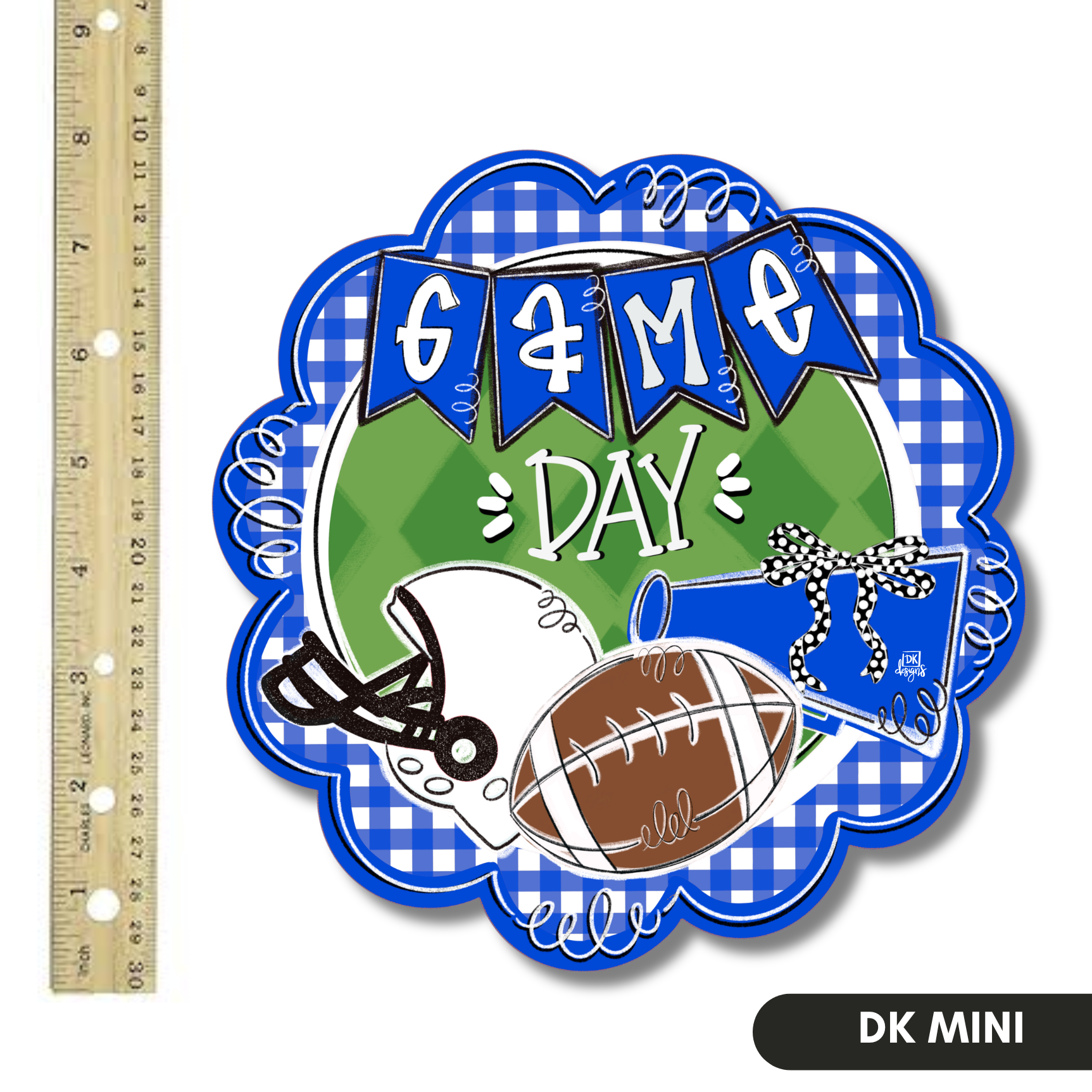 Blue and White Game Day Scallop Mini