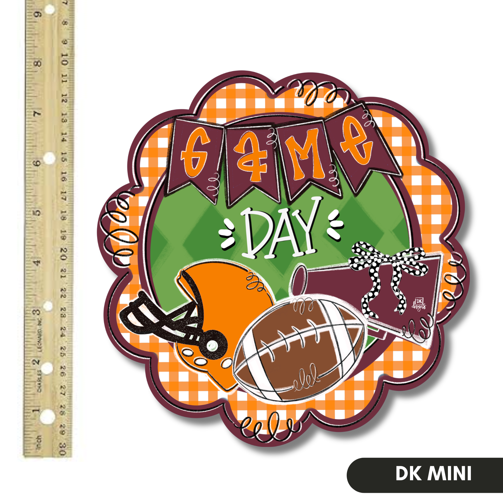 Maroon and Orange Game Day Scallop Mini