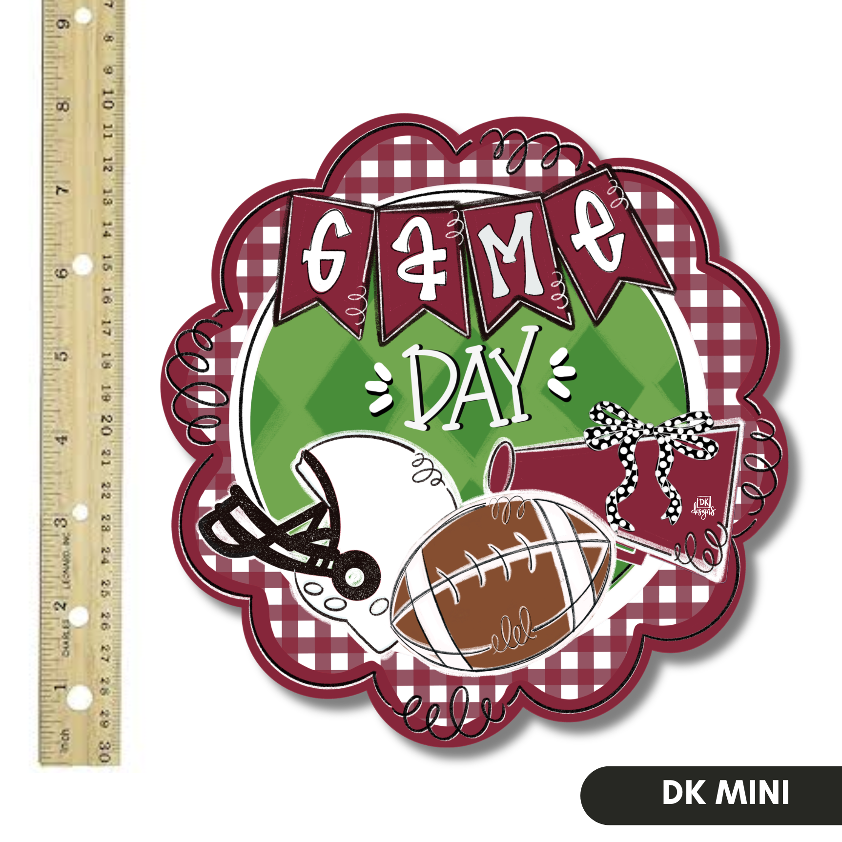 Maroon and White Game Day Scallop Mini