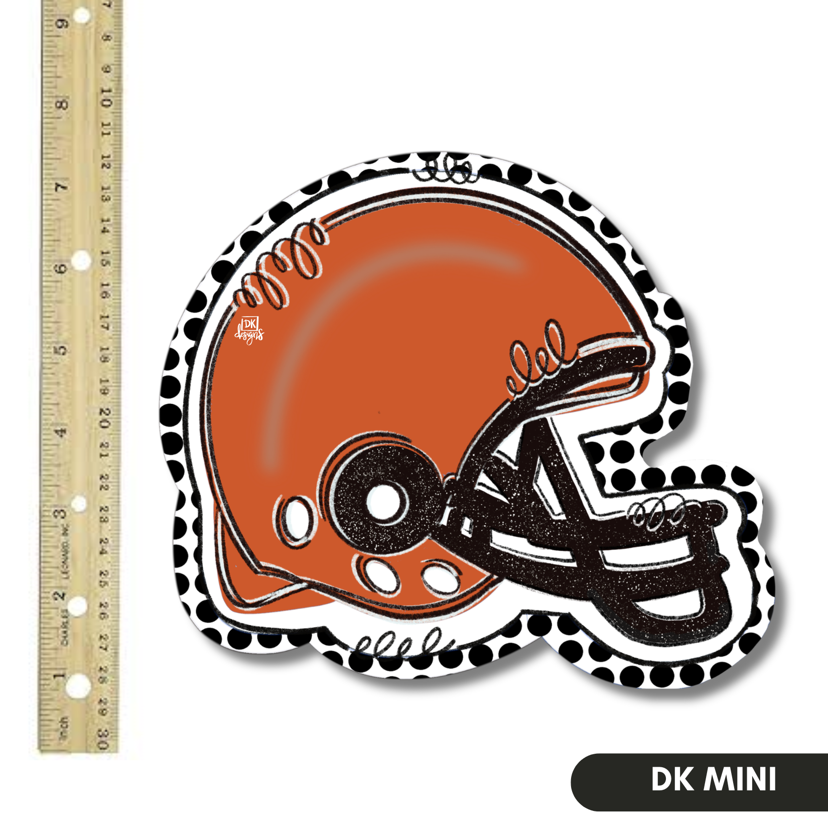 Burnt Orange and White FB Helmet Mini