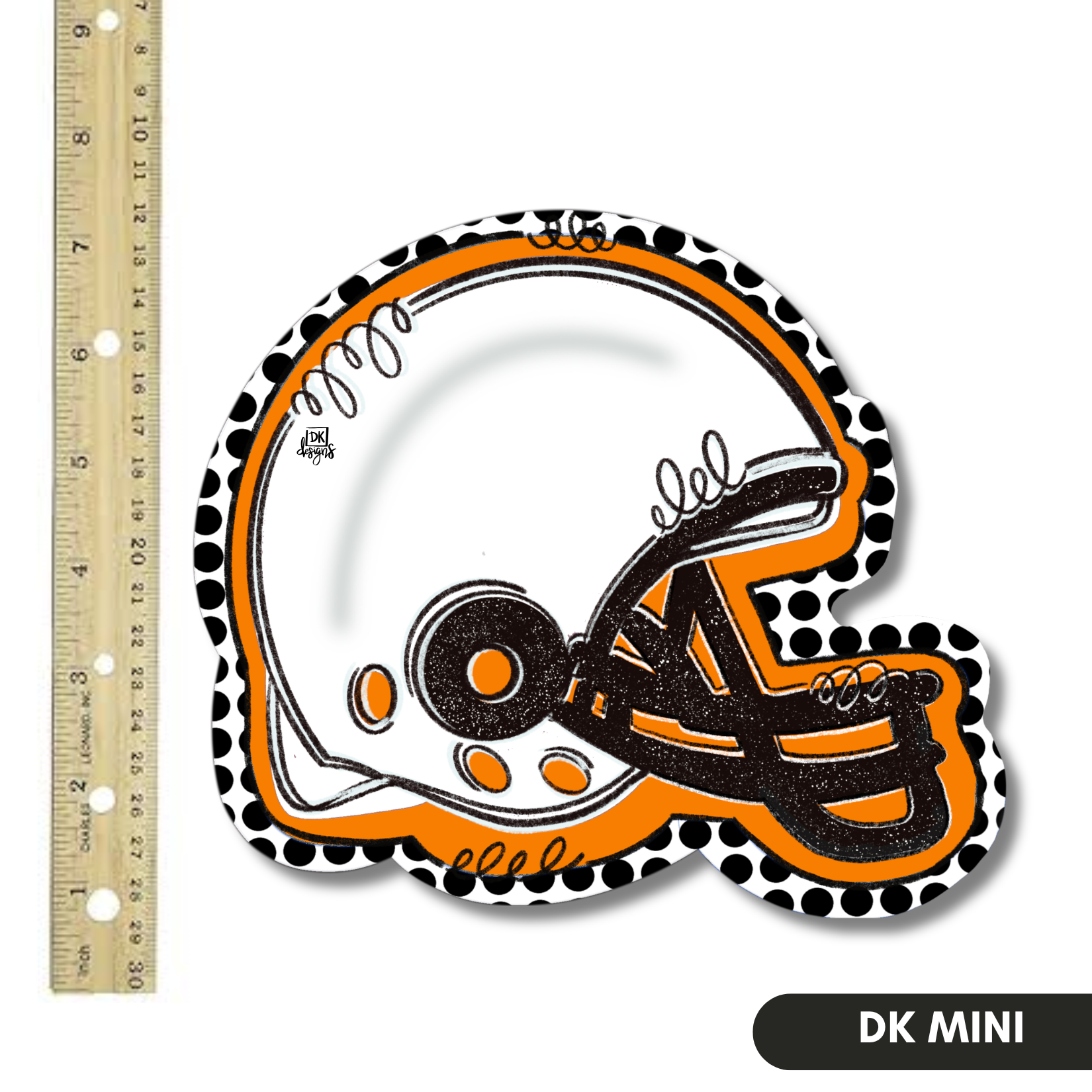 Orange and White FB Helmet Mini
