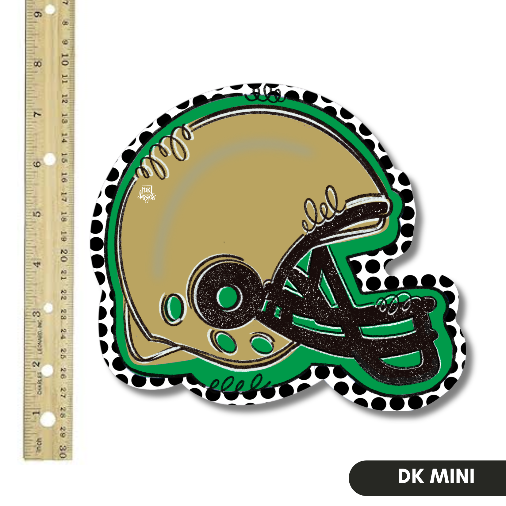 Green and Gold FB Helmet Mini