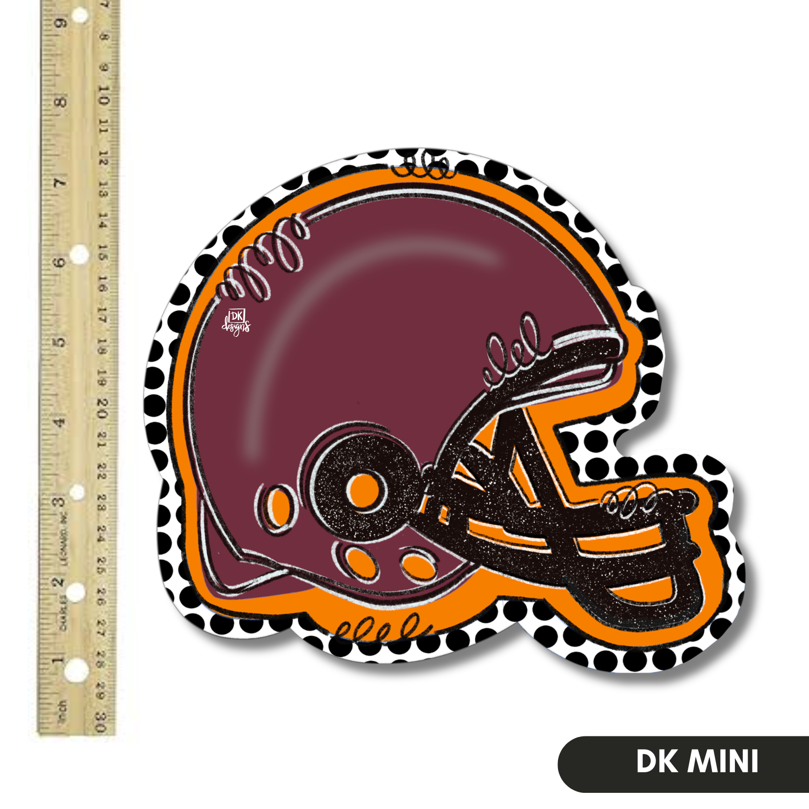 Orange and Maroon FB Helmet Mini