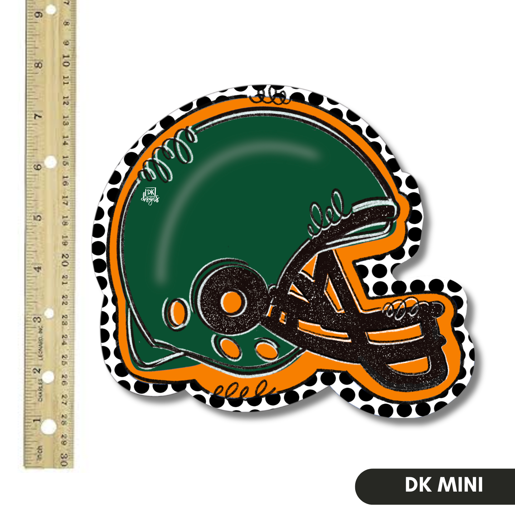 Orange and Green FB Helmet Mini