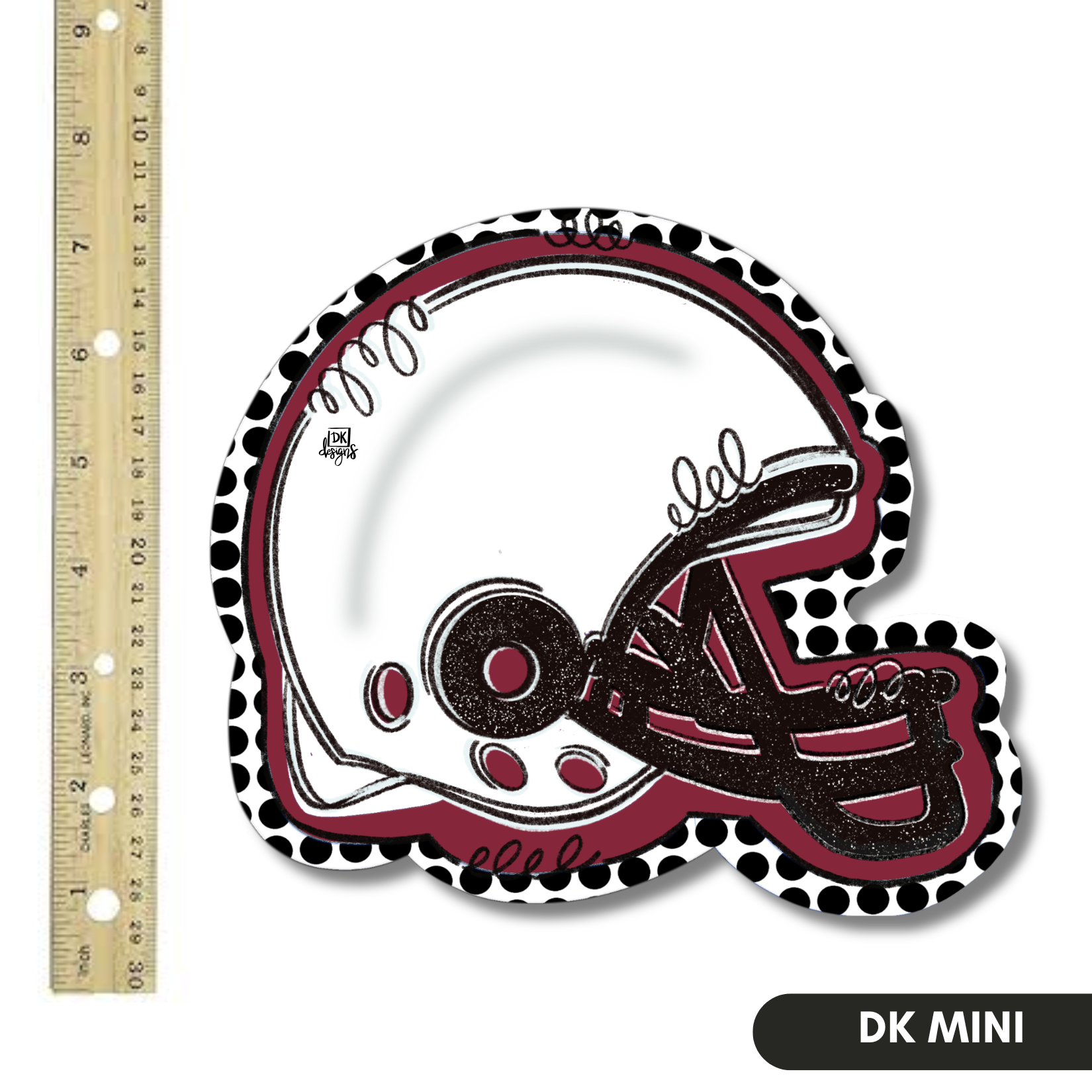 Maroon and White FB Helmet Mini