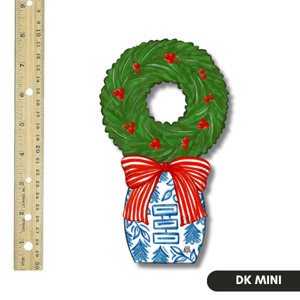 Blue and White Wreath Topiary Mini