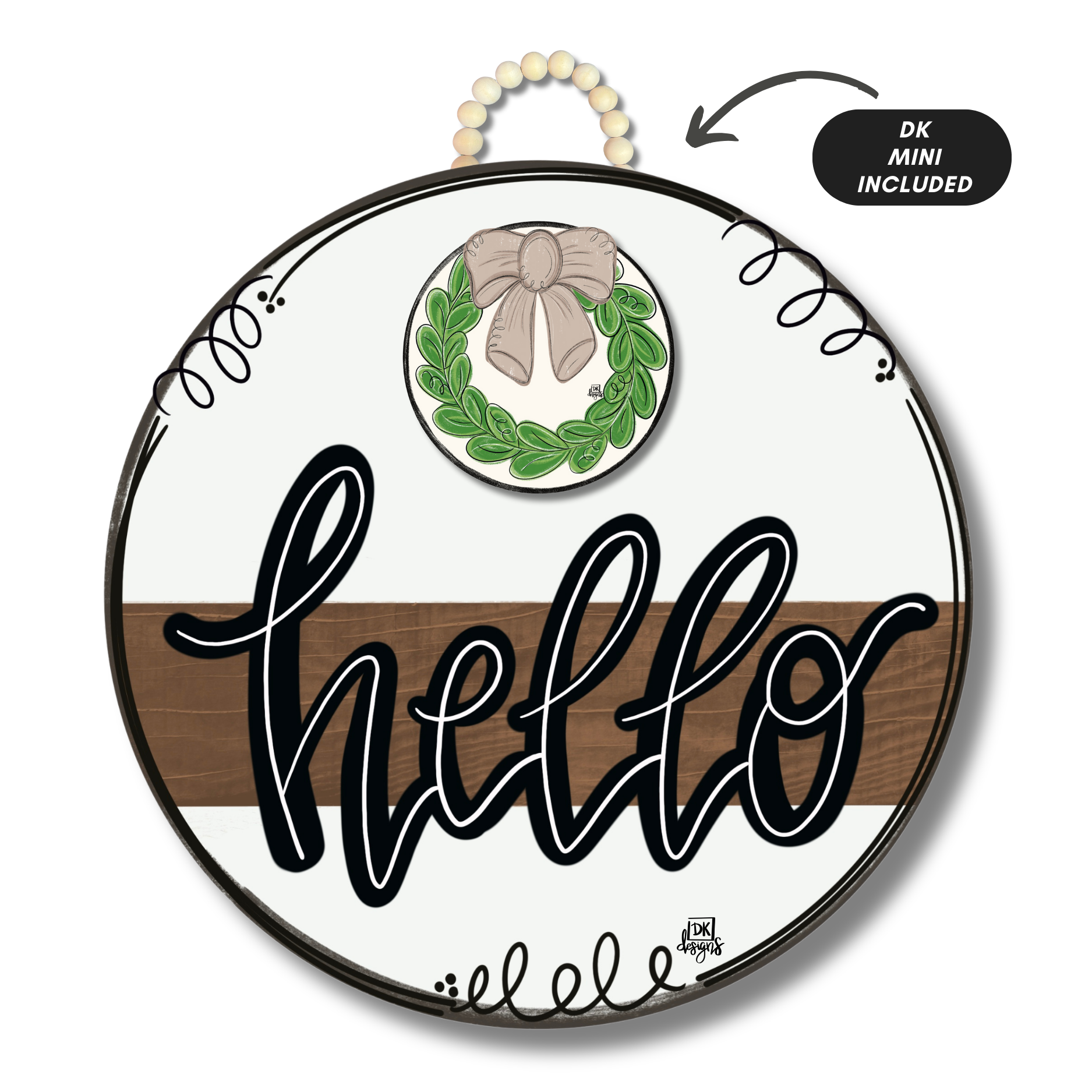 Stained Striped "Hello" Hanger + Mini