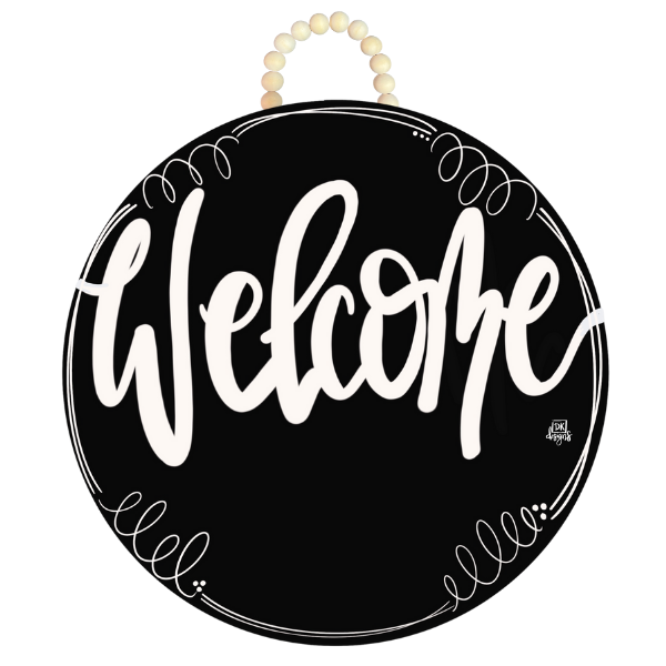 Black Circle "Welcome" Hanger + Mini