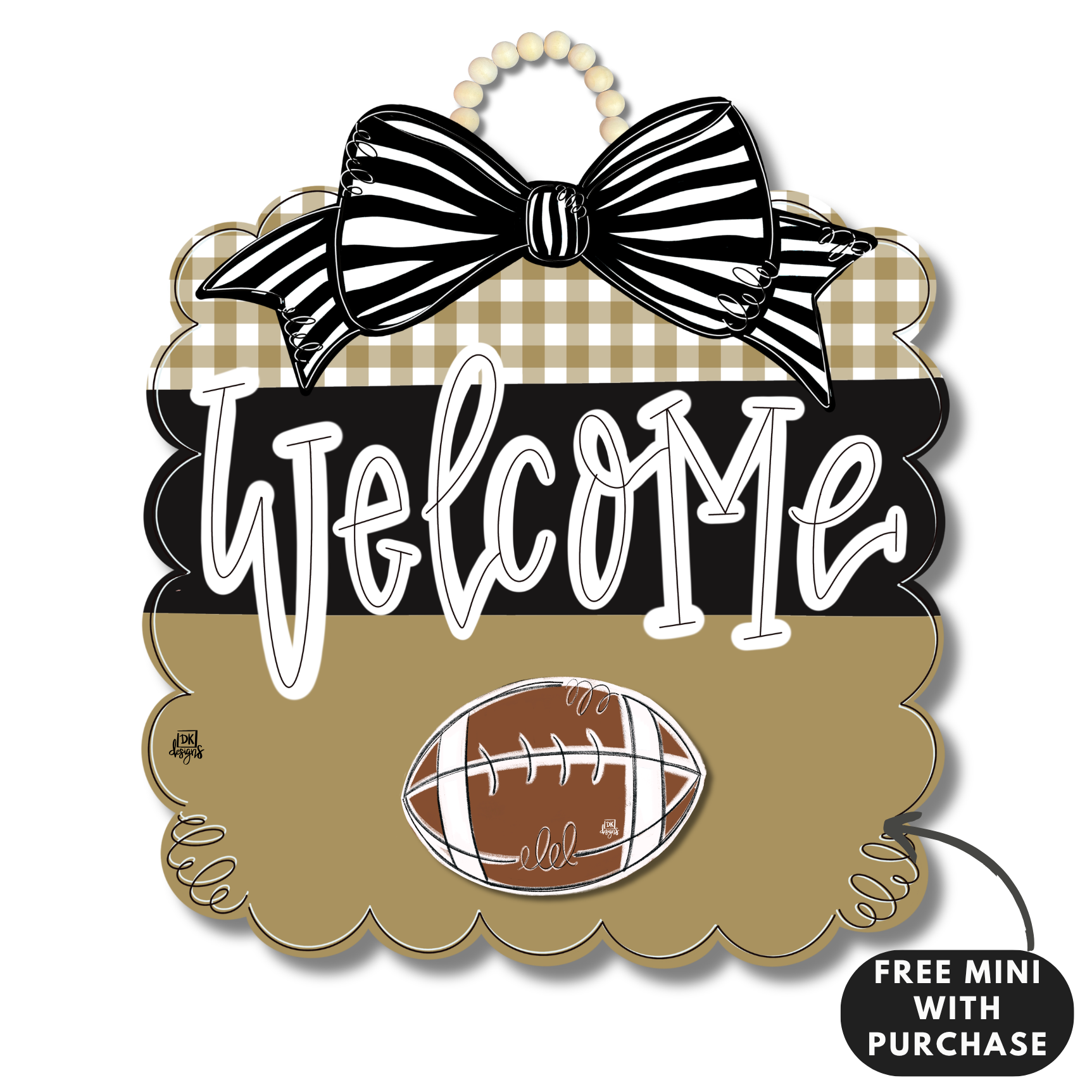 Black and Gold Football Scallop w / mini