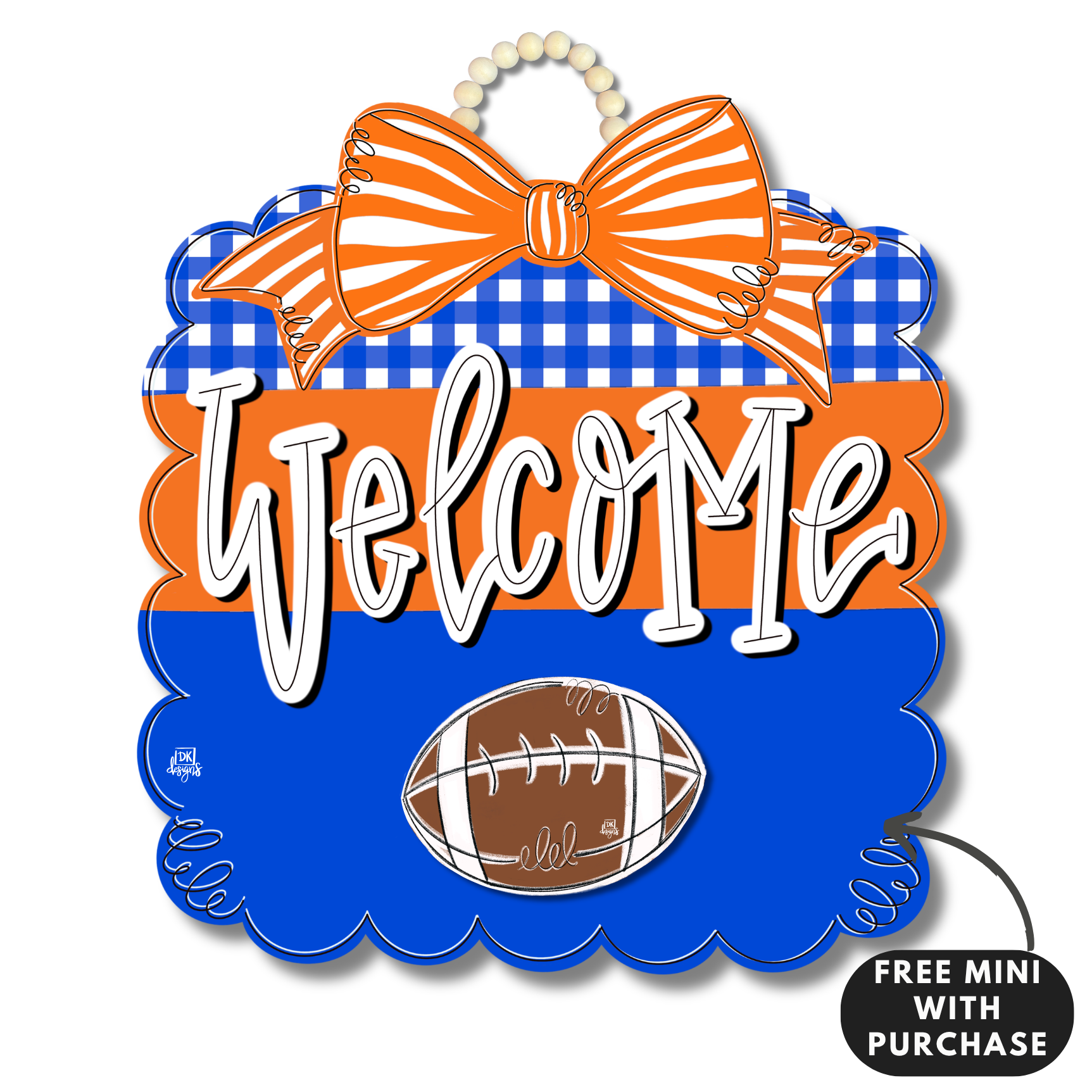 Orange and Blue Football Scallop w / mini