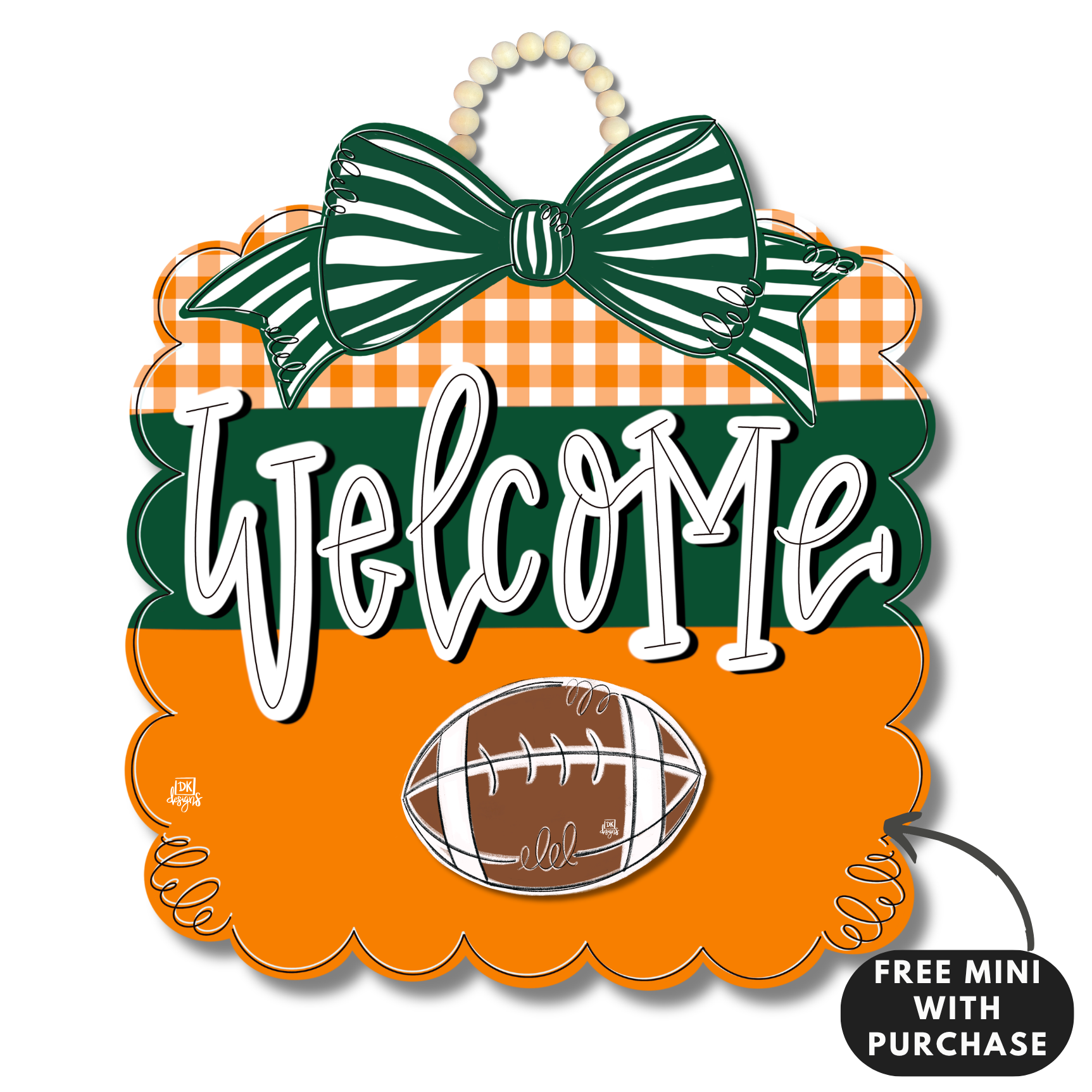 Orange and Green Football Scallop w / mini