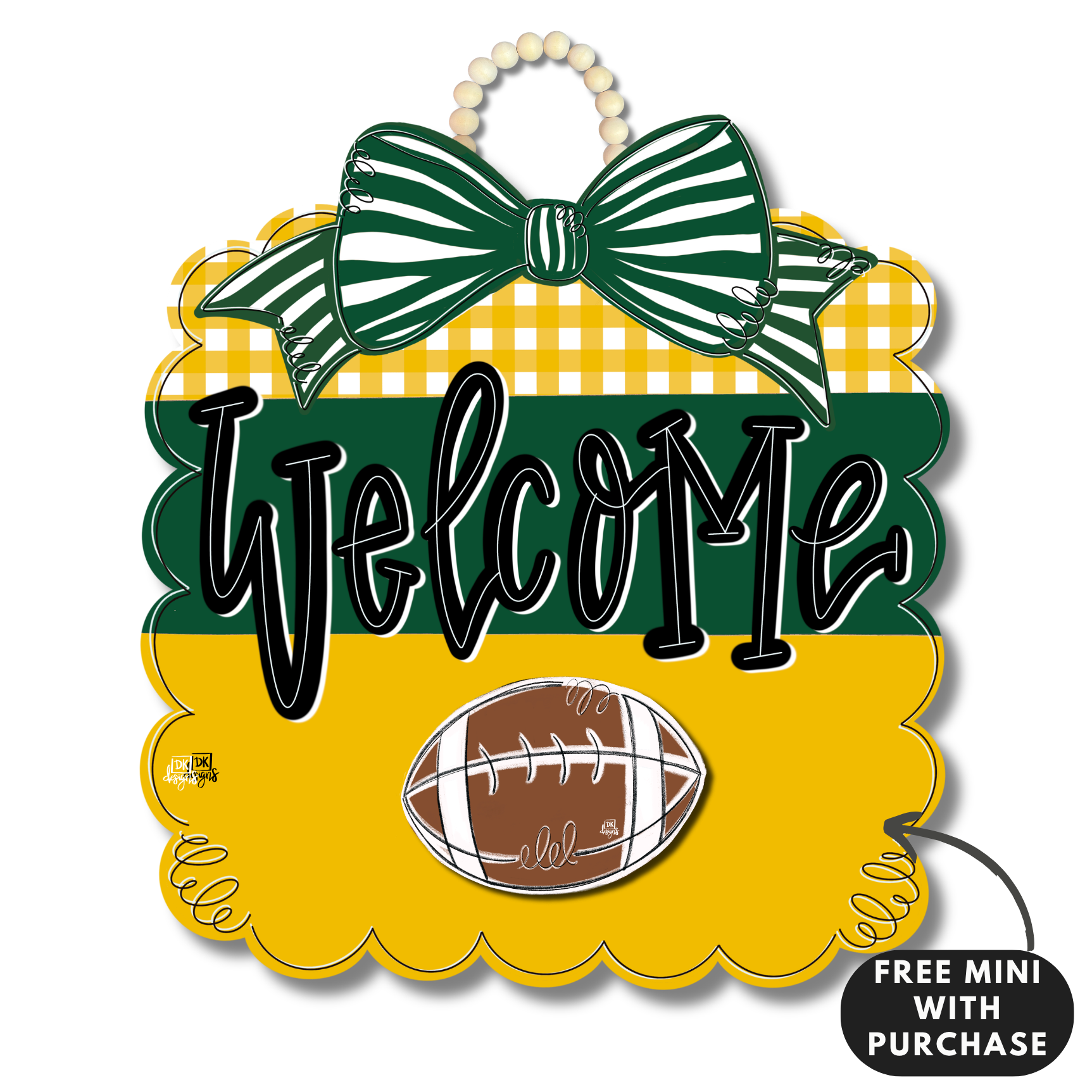 Green and Yellow Gold Football Scallop w / mini
