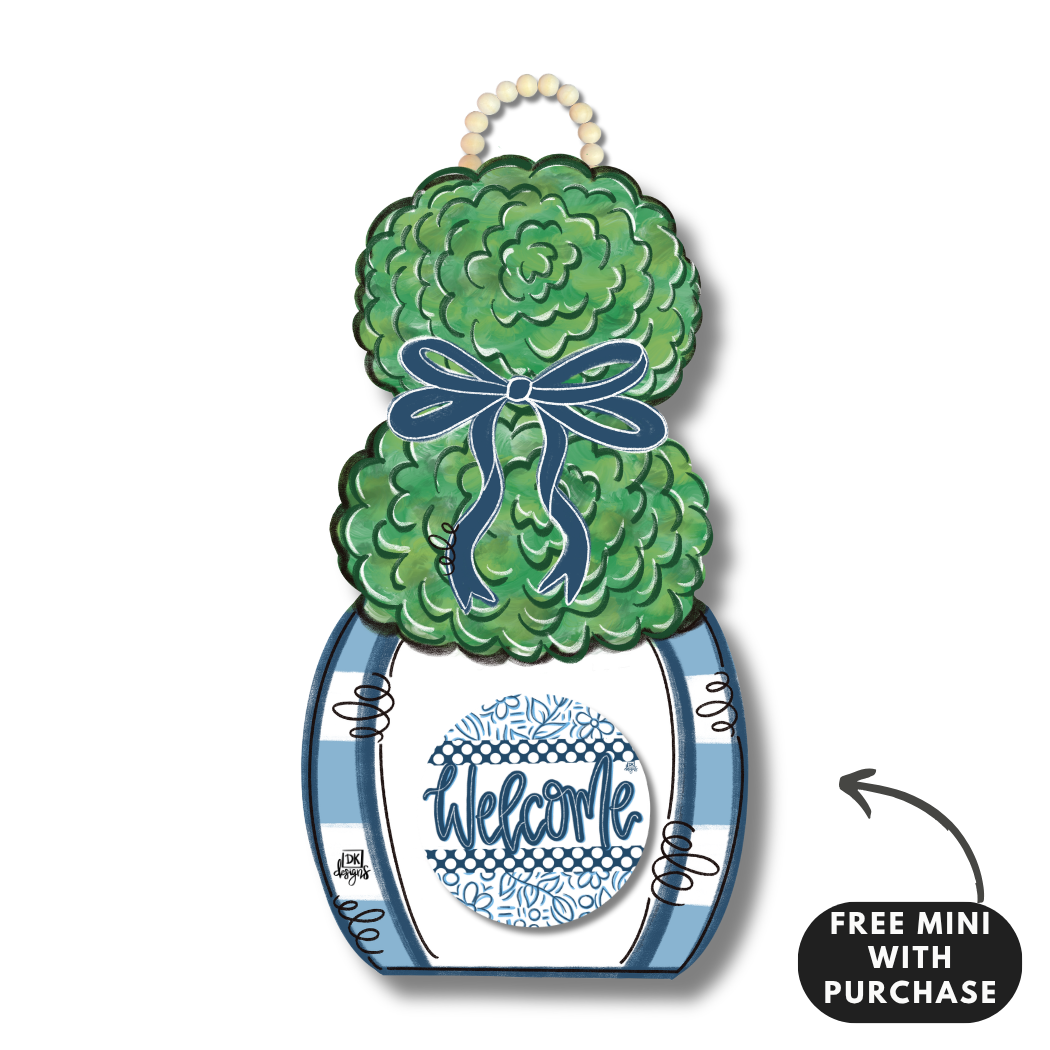 Blue and White Topiary Hanger for Mini