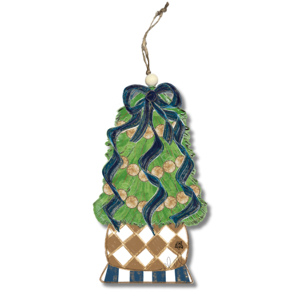 Navy and Gold Christmas Tree Ornament