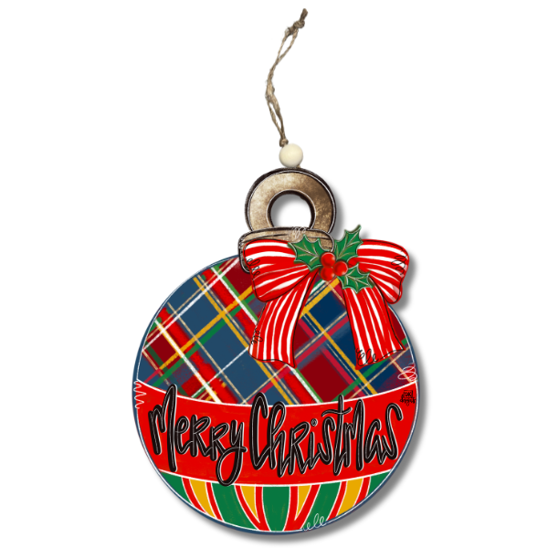 Plaid Bulb Ornament