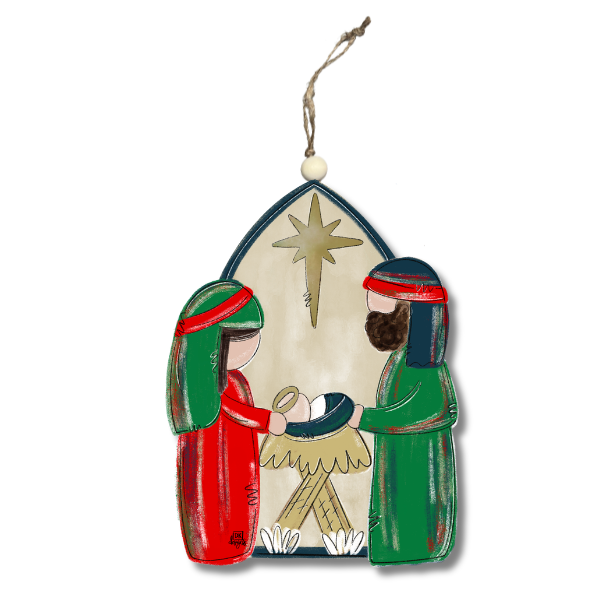 Red and Green Navtivity Ornament