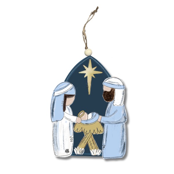 Blue and White Nativity Ornament