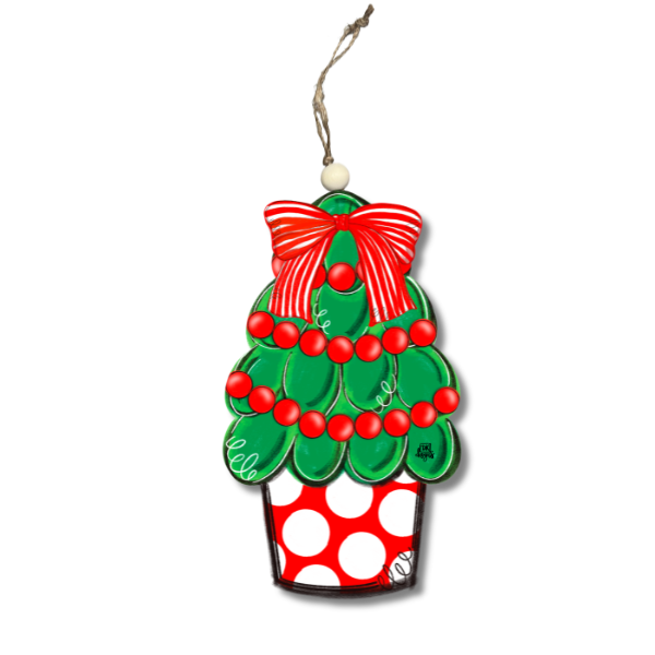 Red Dot Christmas Tree Ornament