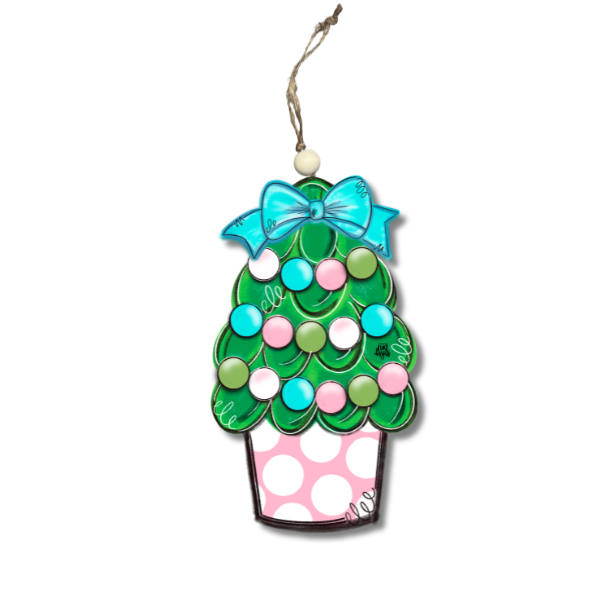 Pink and Teal Christmas Tree Ornament