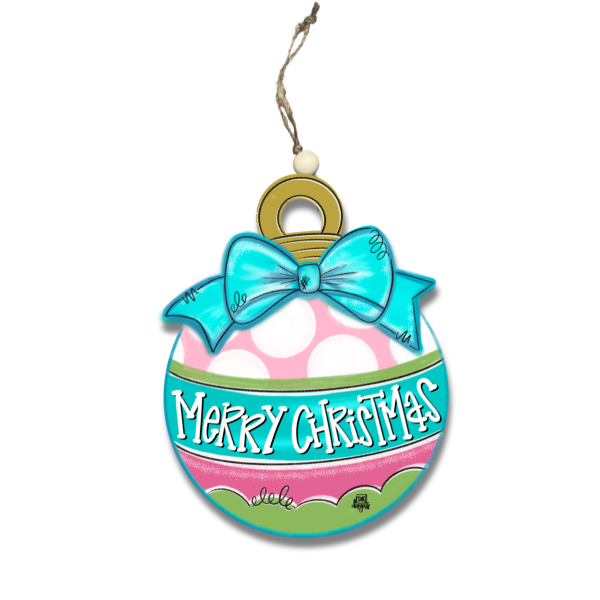 Pink and Teal Christmas Bulb Ornament